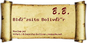 Blázsits Bolivár névjegykártya